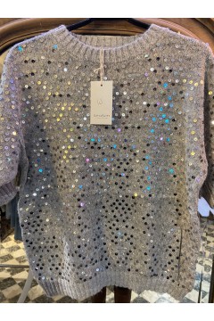 Pull sans manches strass